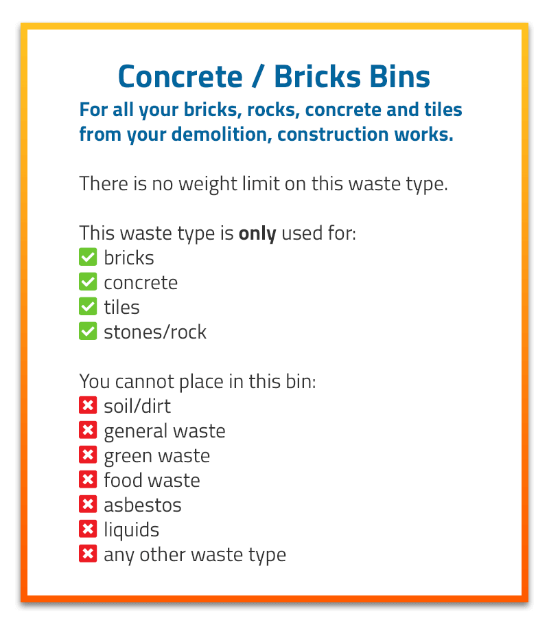 concrete or bricks skip bins guidelines