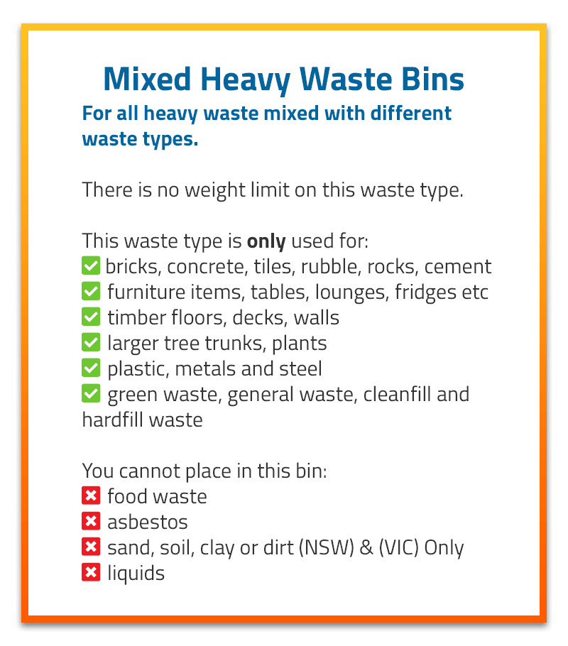 mixed heavy waste bins guidelines
