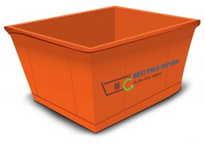 Graphic illustration of an orange skip bin