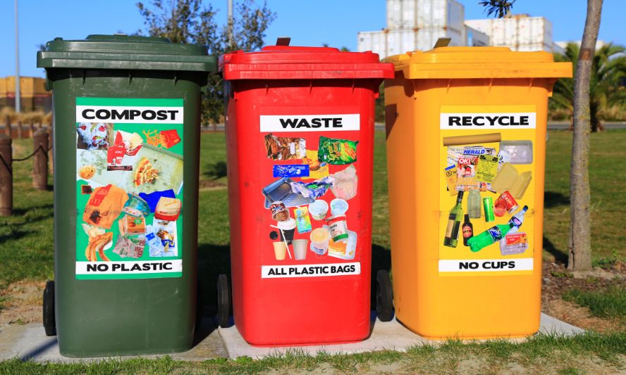 rubbish bins lined up