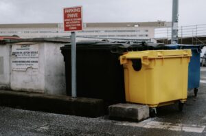 skip bins lined up