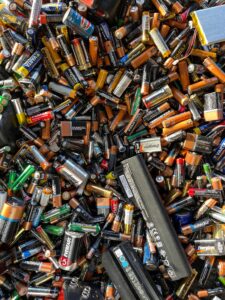 Pile of discarded batteries