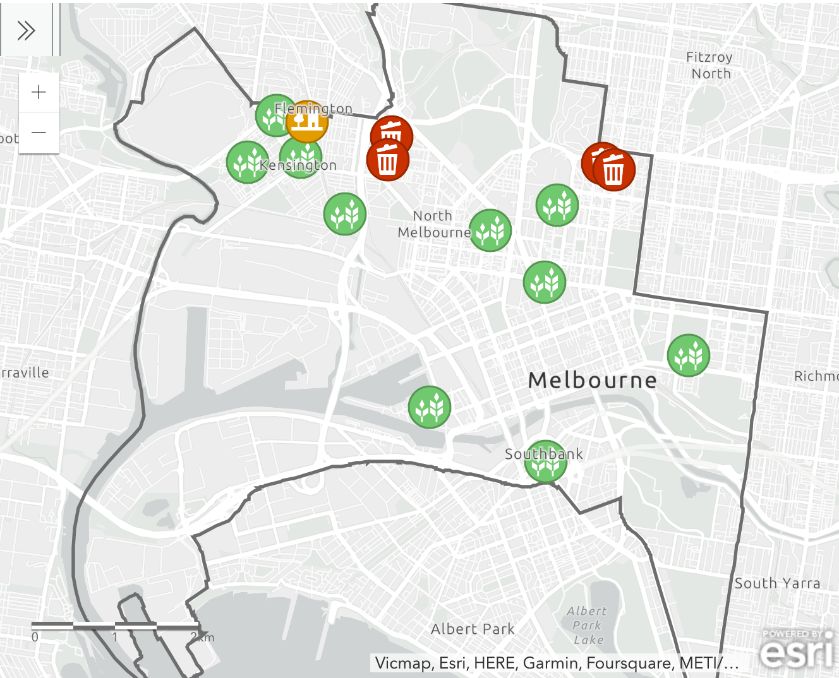 Map of community gardens in melbourne