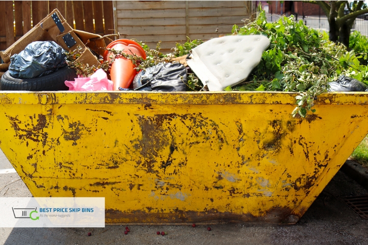 Skip bin overflowing with rubbish