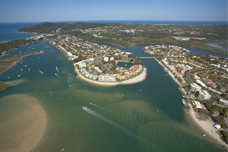 Aerial view of Noosa on the Sunshine Coast