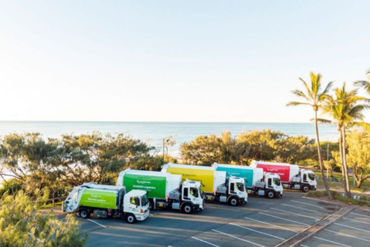 Sunshine Coast rubbish Trucks lined up