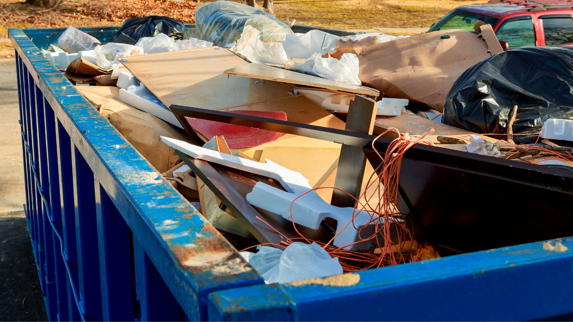 skip bin in shade